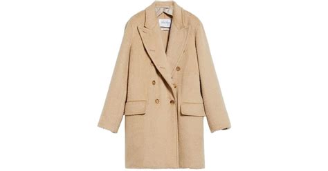 Max Mara Rete Double Breasted Wool Coat In Natural Lyst