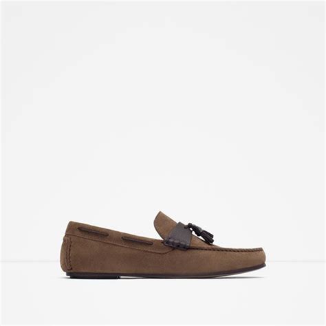 ZARA MAN LEATHER LOAFERS WITH TASSELS Mocasines Zapatos Zara Hombre