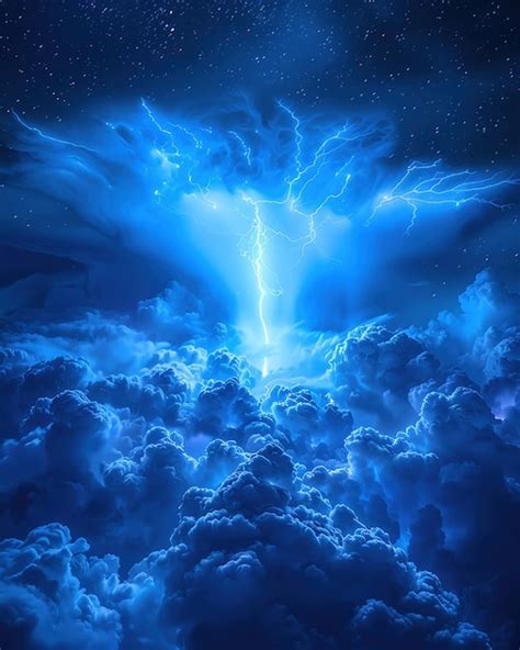 Blue Jet lightning phenomenon in the upper atmosphere | Premium AI ...