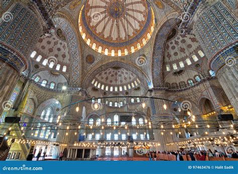 Interior Of Sultan Ahmed Mosque Blue Mosque Istanbul Turkey Editorial