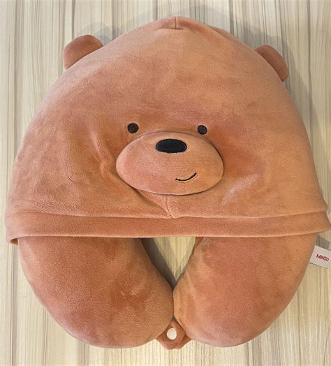 Miniso We Bare Bears U Shaped Hooded Neck Pillow Hobbies Toys