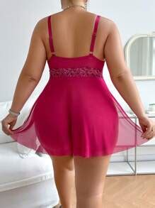 Pc Lace Splicing Mesh Plus Size Wireless Sexy Lingerie Dress Shein Usa