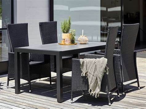 Table Hagen L Gris Chaises Skive Noir Jysk