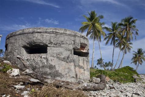 Ruins Of A Japanese World War Ii Bunker On The Beach On The Northeast