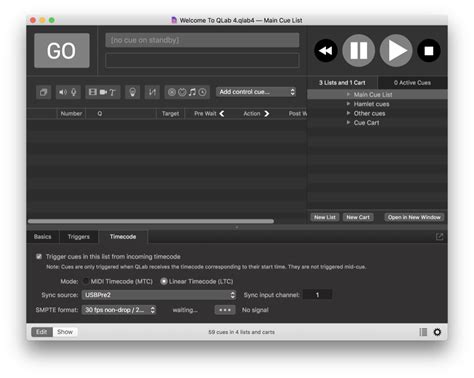 Cue Lists QLab 4 Documentation
