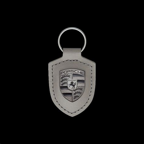 Porsche Crest Turbonite Keyring 911 Turbo Leather Grey WAP0503560RWSA