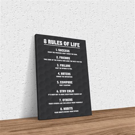 8 Rules of Life Motivation Poster Stretcher Frame - Etsy