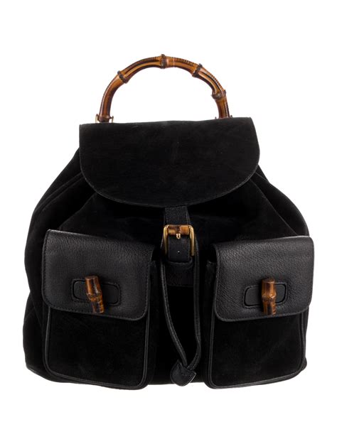 Gucci Bamboo Suede Backpack Black Backpacks Handbags GUC1297356