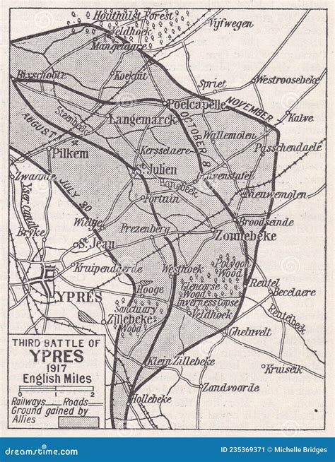 Vintage Map of the Third Battle of Ypres 1917. Editorial Photo - Image ...