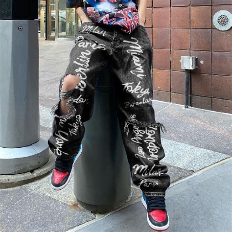 Distressed Printed Hip Hop Street Jeans Helloice Apparel