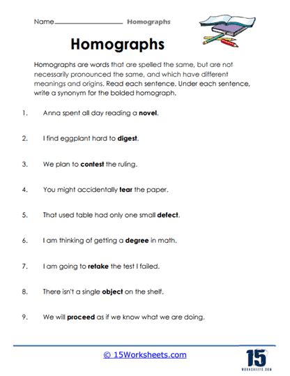 Homographs Worksheets 15