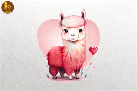 Lovely Cute Baby Llama Valentine's Day Graphic by Lewlew · Creative Fabrica