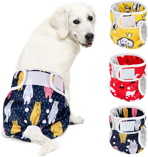 Eyein 3 Pack Reusable Dog Nappies Female Machine Washable Dog Period