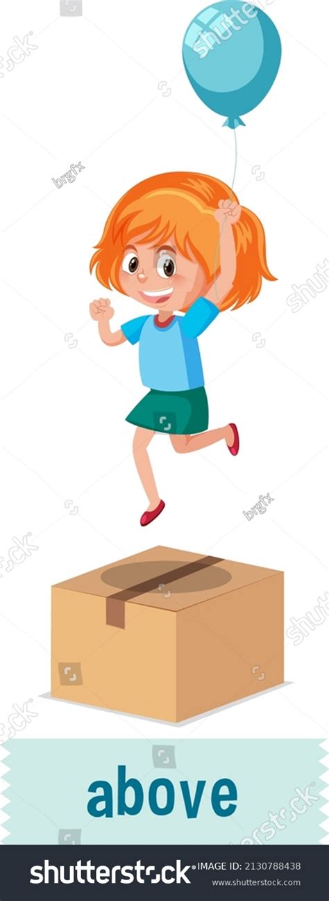 Preposition Place Cartoon Girl Box Illustration Stock Vector Royalty Free 2130788438