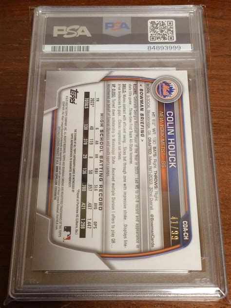 ドラフト1位 PSA102023 Bowman Draft Chrome Colin Houck 1st Bowman Prospect