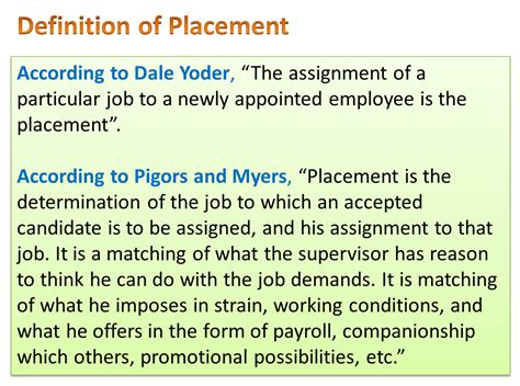 placement meaning definition process benefits study book