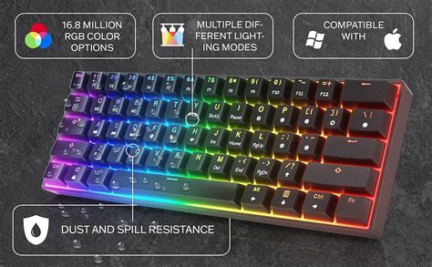 Mizar MZ60 LUNA Hot Swappable Mechanical Gaming Keyboard 61 Keys Multi Color RGB LED Backlit