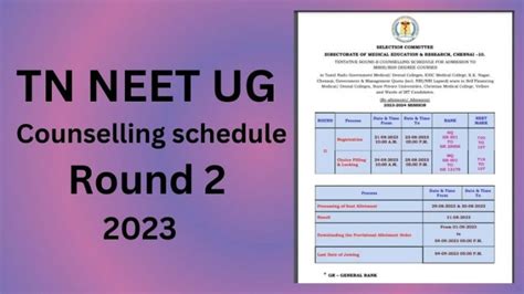 Tn Neet Ug Counselling Round Schedule Out Complete Details Here