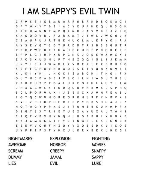 I Am Slappys Evil Twin Word Search Wordmint