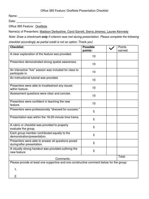 Onenote Checklist | PDF