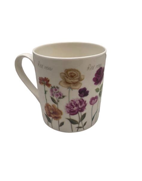 Set of 6 Floral Fine Bone China Mugs