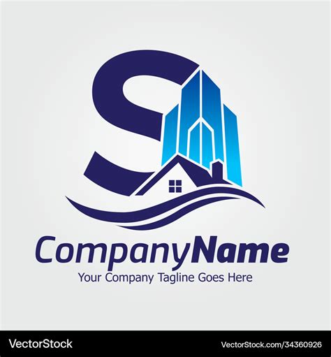 Letter S Real Estate Logo Template Royalty Free Vector Image