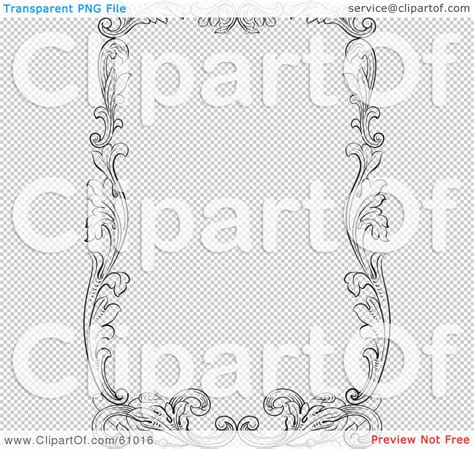 Royalty-free (RF) Clipart Illustration of a Thick Black And White Leafy Scroll Border Around ...