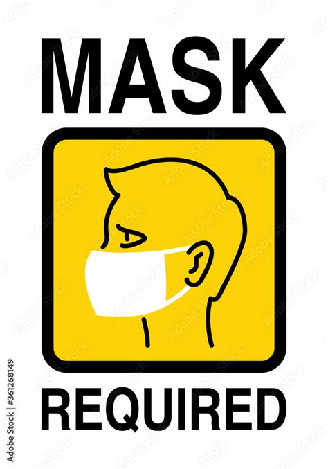 Mask Required Warning Prevention Sign Human Profile Silhouette With