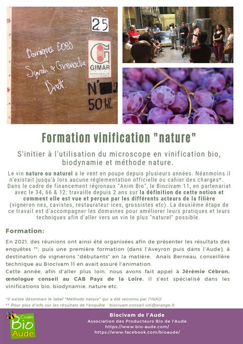 Biocivam Aude Compte Rendu Formation Vinification Nature