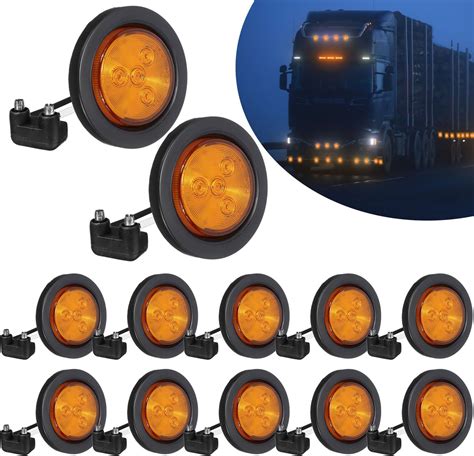 Vihose 12 Pcs Led Trailer Marker Lights 25 Inch 4 Diodes Flash Mount Marker Lights