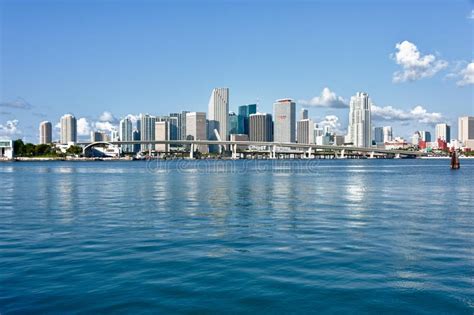 City of Miami Skyline. Miami Downtown skyline in daytime with Biscayne ...