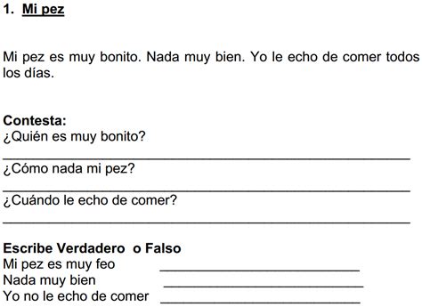 Ejercicios De Comprension Lectora Para Primero Y Segundo De Primaria