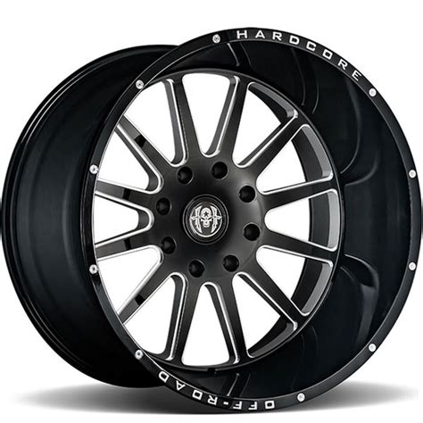 Hardcore Off Road HC13 Gloss Black Milled Dually Wheels