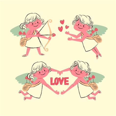 Colecci N De Personajes Vintage De Cupido Vector Gratis