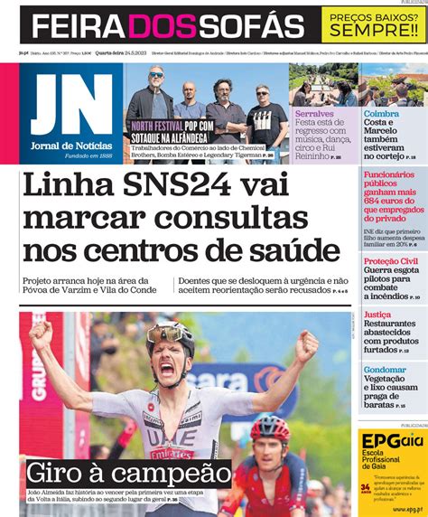 Capa Jornal de Notícias 24 maio 2023 capasjornais pt