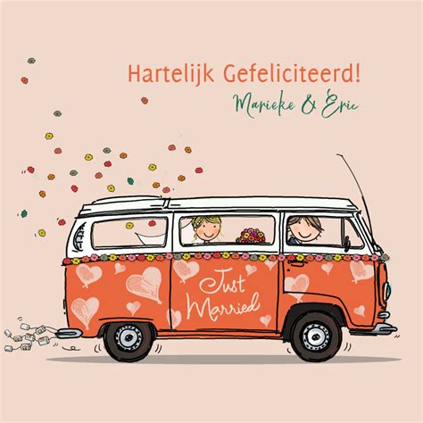 VW Bus Hartjes Anet Illustraties Felicitatiekaarten Kaartje2go