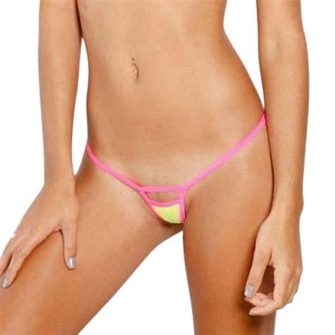 Culotte slip Bikini tanga string amissié micro maillot de bain tankini lingerie sexy PinkYellow