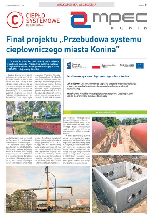 Finał projektu Przebudowa systemu ciepłowniczego miasta Konina MPEC