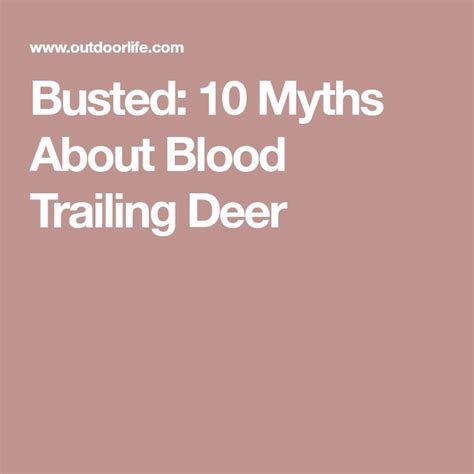 Busted 10 Myths About Blood Trailing Deer Busted Myths Deer