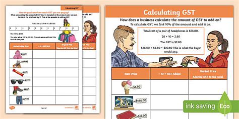 Calculating Gst Worksheet Money And Financial Maths Year 5 6