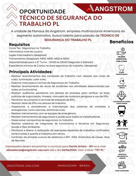 Empresa Abre Seleção Para Vaga De Técnico De Segurança Do Trabalho Pl