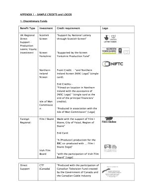 Fillable Online APPENDIX 1 SAMPLE CREDITS And LOGOS Fax Email Print