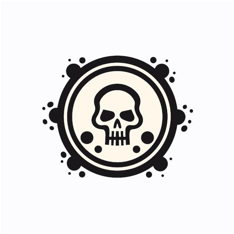 Vector plano de una ilustración minimalista de calavera en blanco y