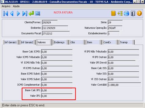 Cross Segmentos Linha Datasul Mre Escritura O Do Ipi De Entrega