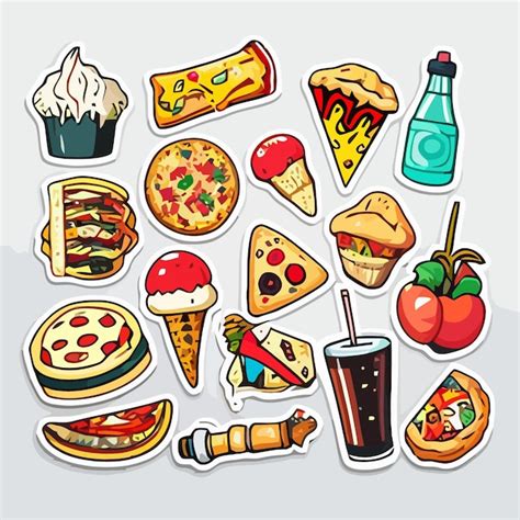 Premium Vector Food Sticker Set Vector