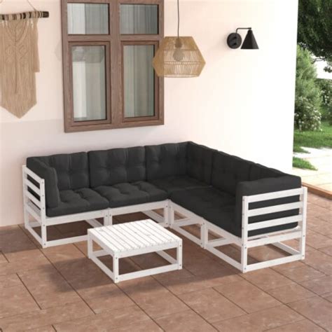 Vidaxl Piece Patio Lounge Set With Cushions Solid Wood Pine Piece