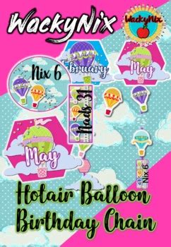 WackyNix Hot Air Balloon Birthday Chain By WackyNix TPT