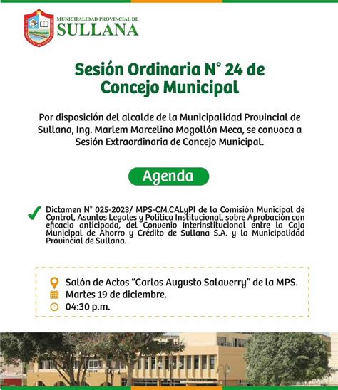 Invitación A Sesión Ordinaria De Concejo Municipal Campañas