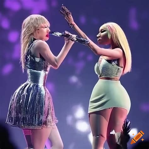 Nicki Minaj And Taylor Swift Performing On Stage On Craiyon