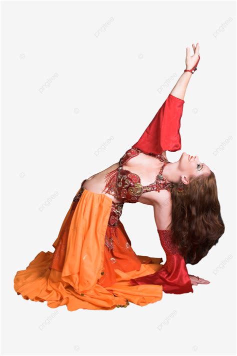 Belly Dancer In Red Belly Dancing Woman Jewelery Skin Orange Bronze